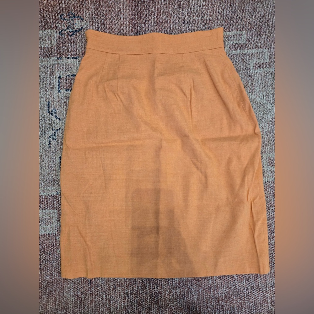 The limited linen blend stretch orange high waist dress skirt with slip zipper 4